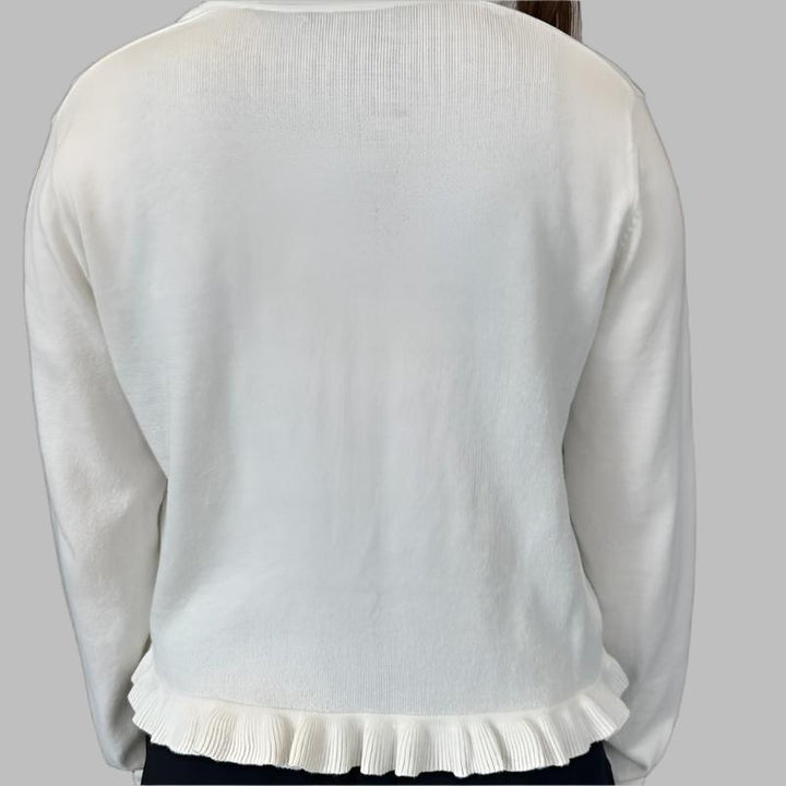 Alashan Cashmere Ruffle Edge Bolero Sweater - White