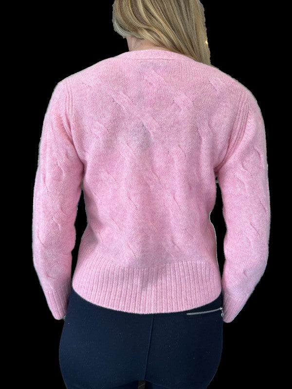 Alashan Cashmere Winslet Twist Cardigan - Pink Swirl