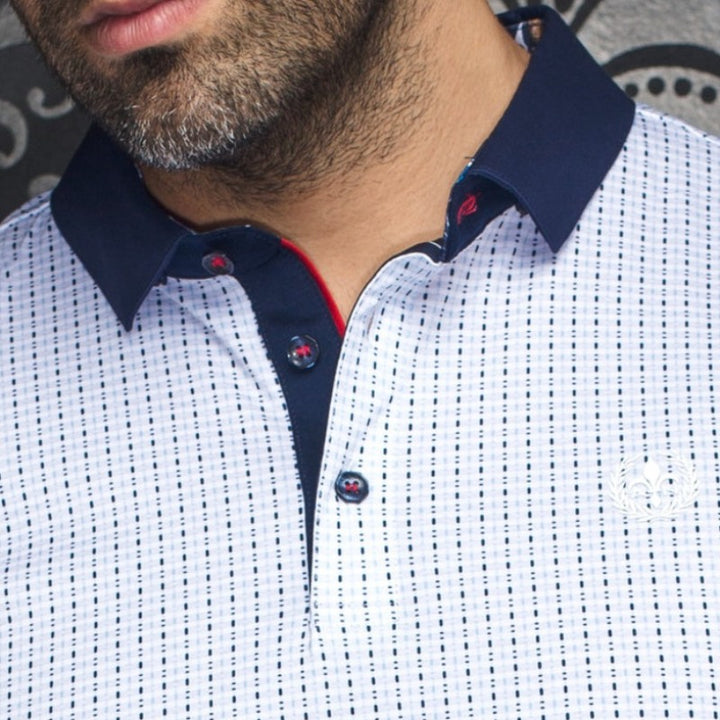 Au Noir Men's Patronn L/S Polo - White/Navy