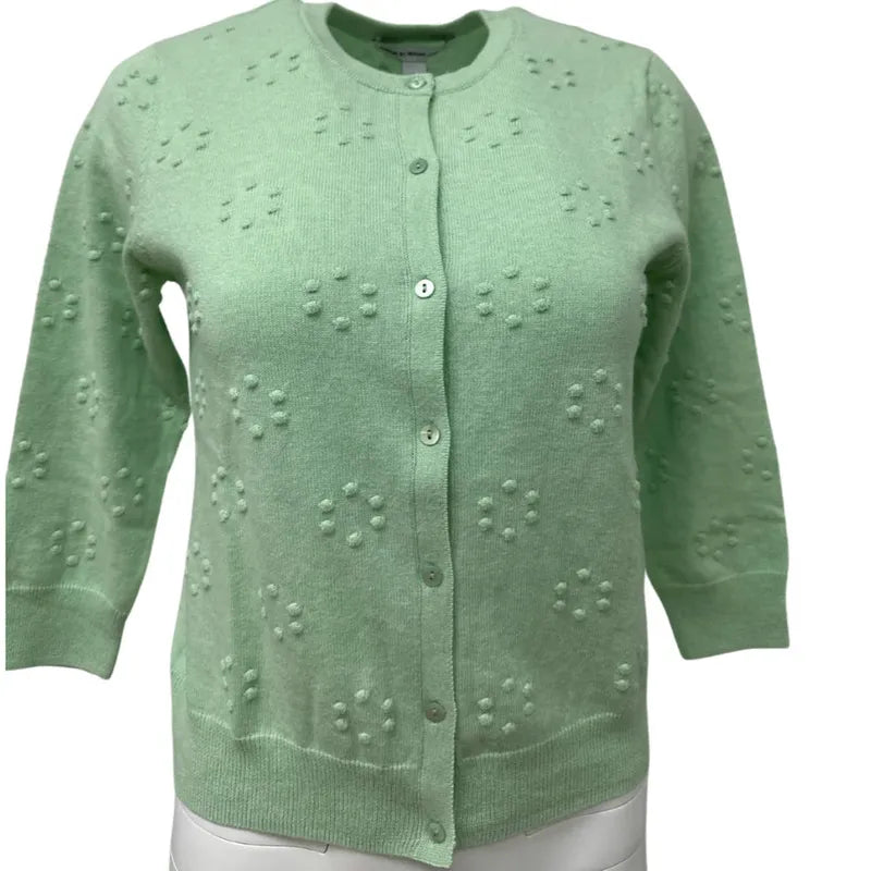 Autumn Cashmere Popcorn Cardigan - Matcha Green