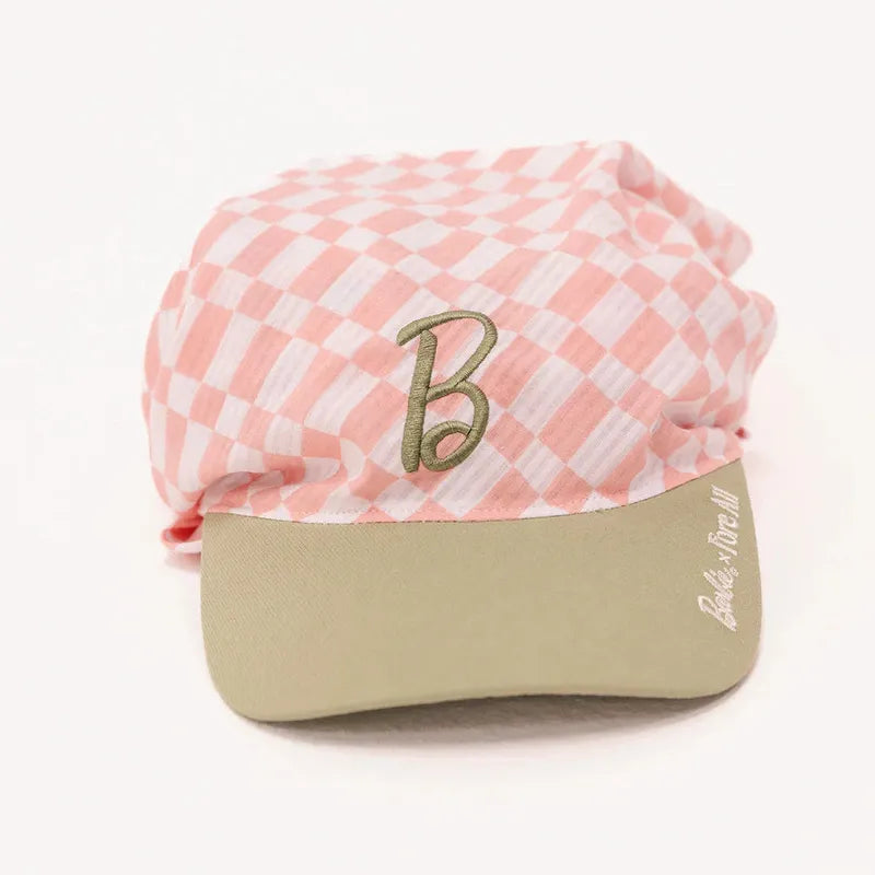 Fore All Lady Scarf Hat - Pink/White Check