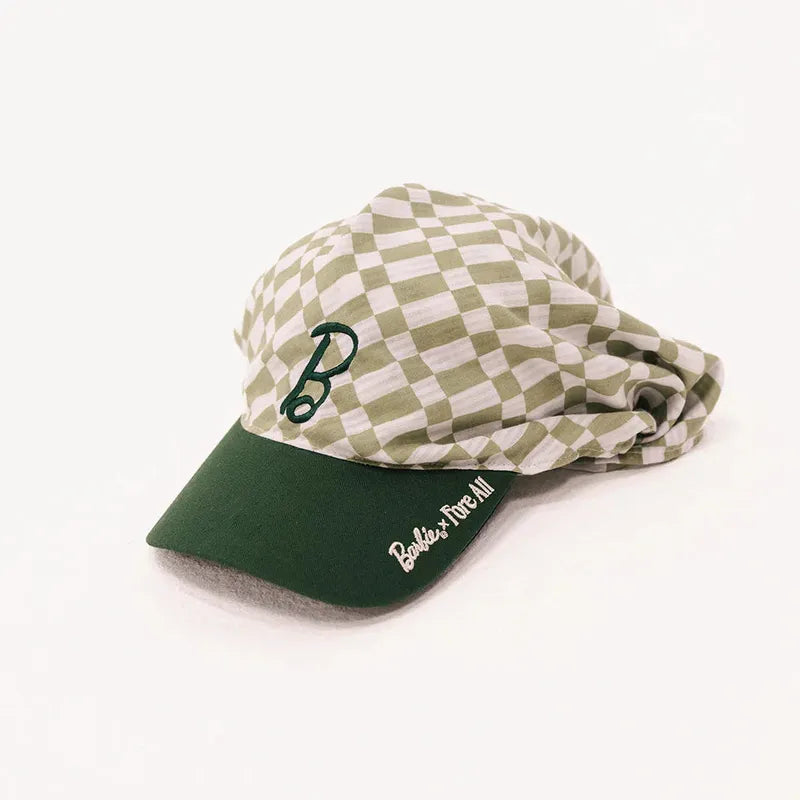 Fore All Lady Scarf Hat - Putting Green/White Check