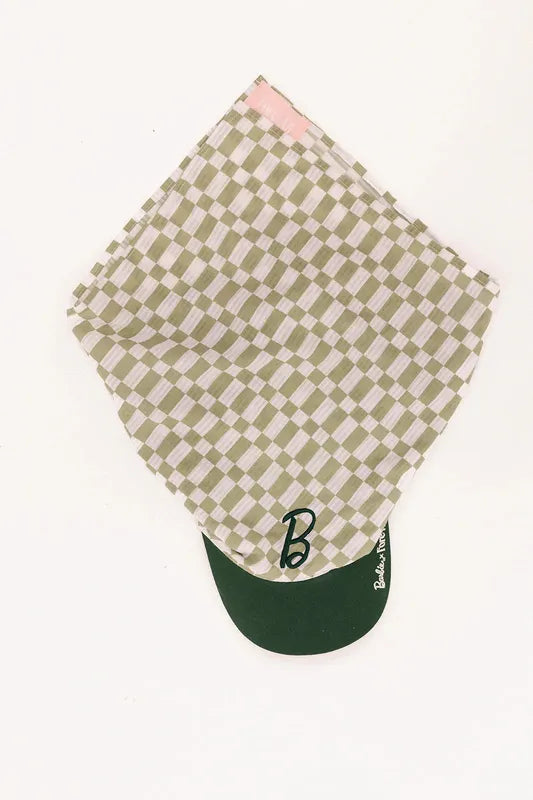 Fore All Lady Scarf Hat - Putting Green/White Check