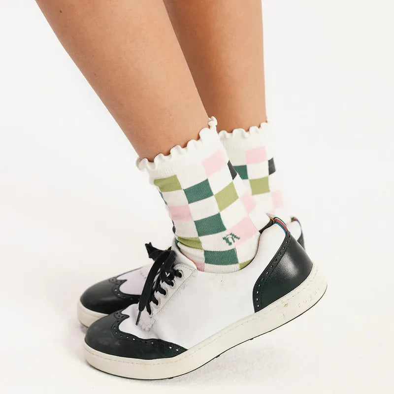 Fore All Maude Ruffle Sock - Barbie Check