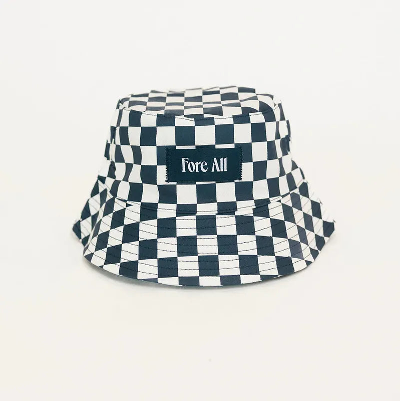 Fore All Austi Bucket Hat - Indigo/White Check