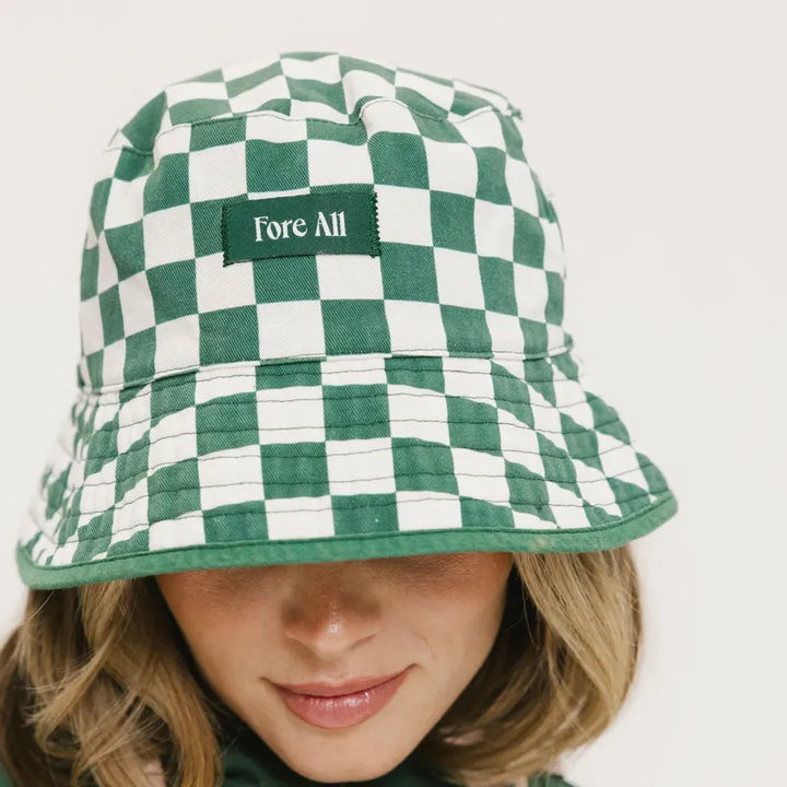 Fore All Austi Bucket Hat - Green/White Check