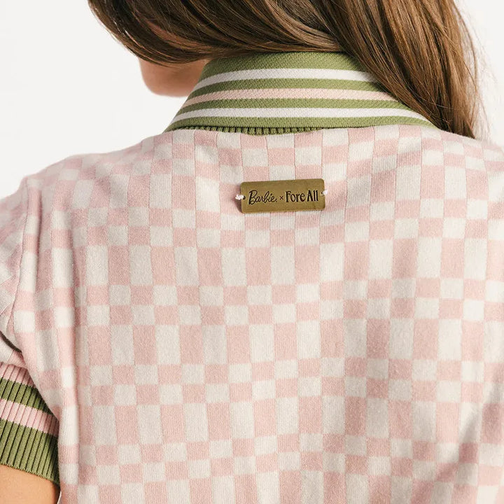 Fore All Confidence Cardigan - Pink/White Check