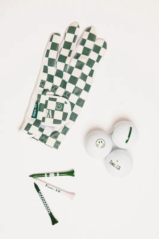 Fore All Check Me Out Glove - Green/White