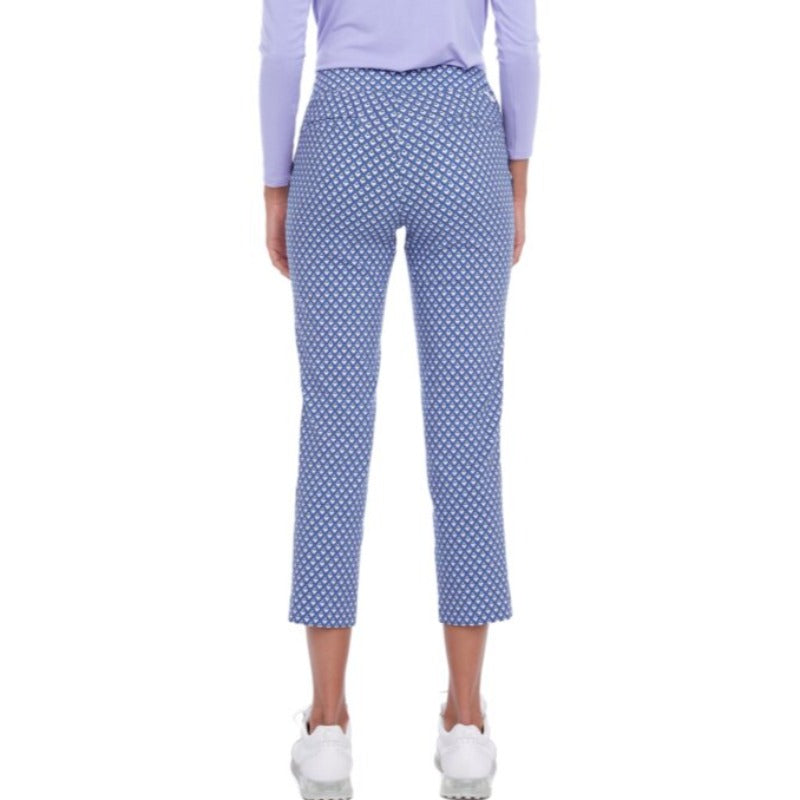 Swing Control Blue Peacock Ankle Pant - Blue Print