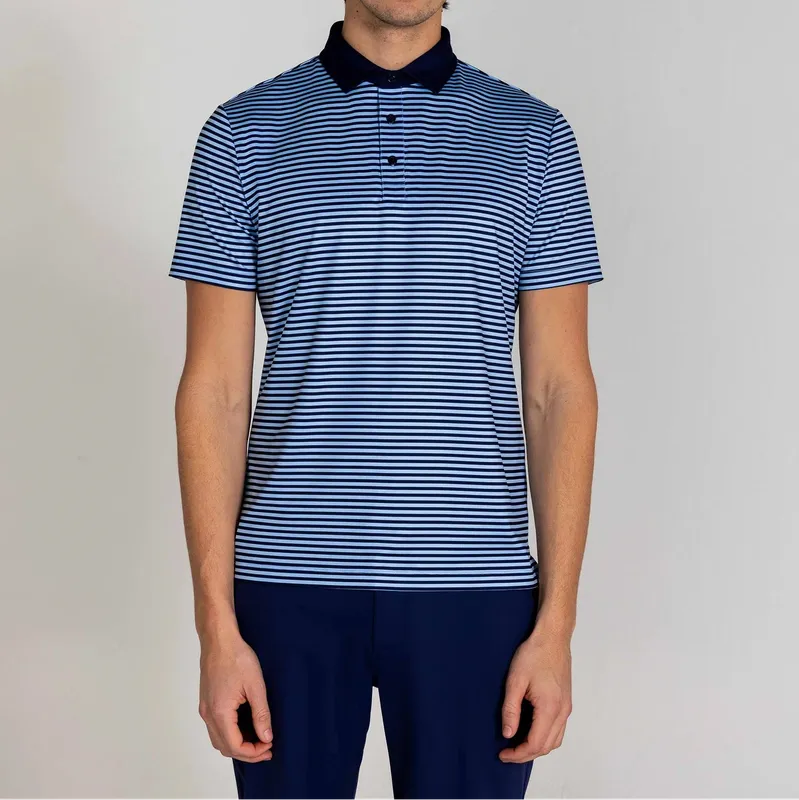 Redvanly Men's Stripe Baker Polo - Navy