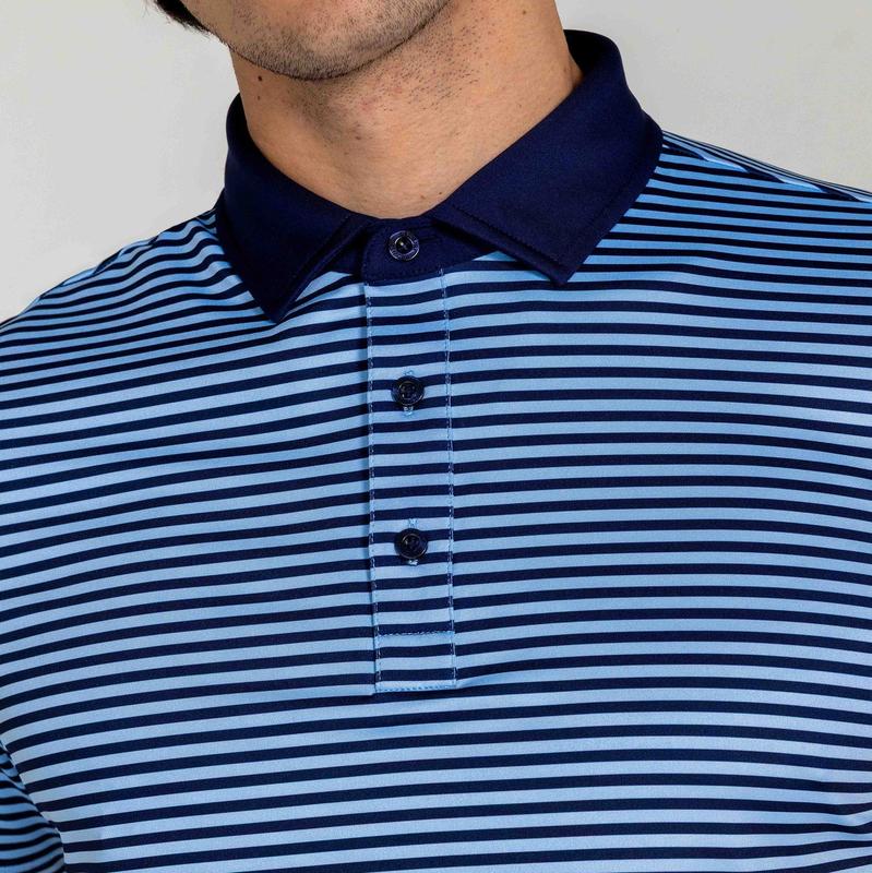Redvanly Men's Stripe Baker Polo - Navy