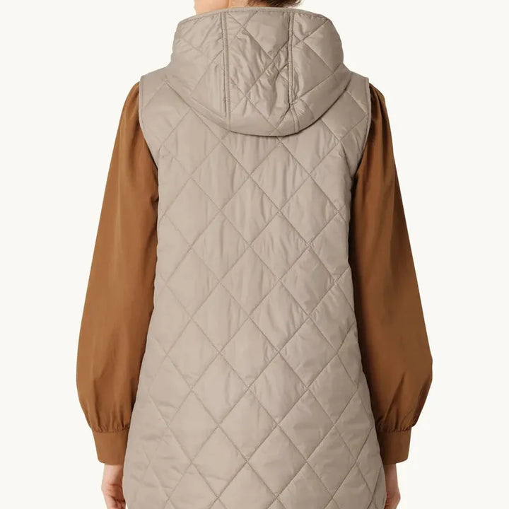 Ilse Jacobsen Hooded Quilted Vest - Greige