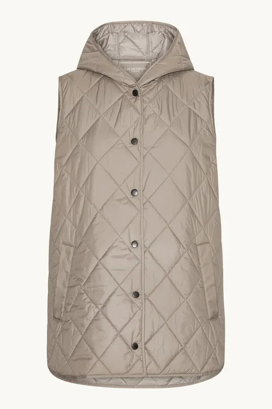 Ilse Jacobsen Hooded Quilted Vest - Greige