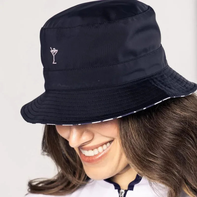 Golftini Grand Prix Reversible Bucket Hat - Navy/White