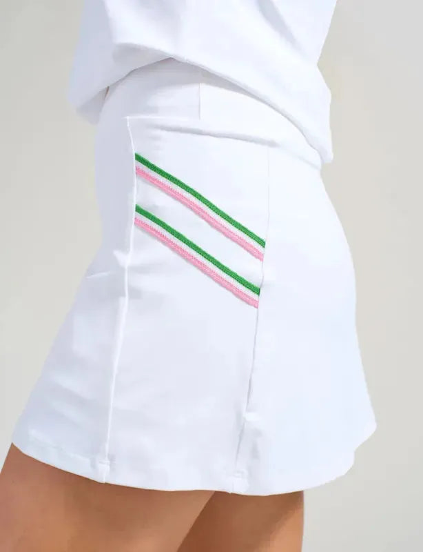 L'Oeuf Poche Baseline Chevron Skort - White/Pink/Lime