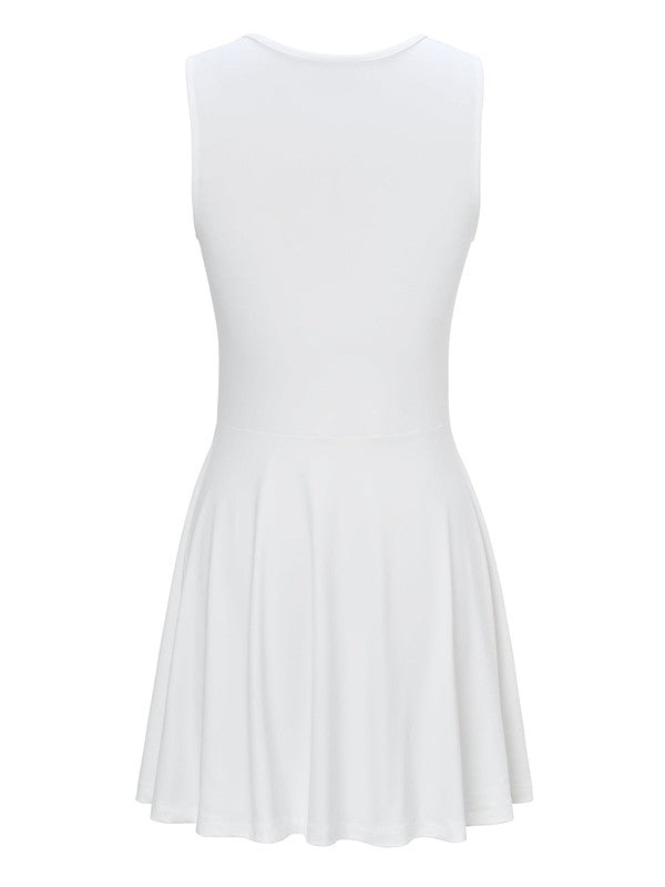 L'Oeuf Poche Fit & Flare Dress - White/Green Trim