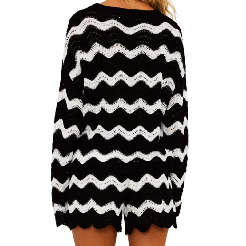 Beach Riot Beach Sweater - Black/White