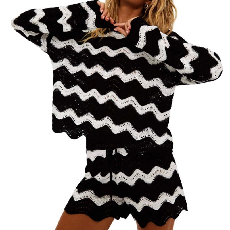 Beach Riot Beach Sweater - Black/White