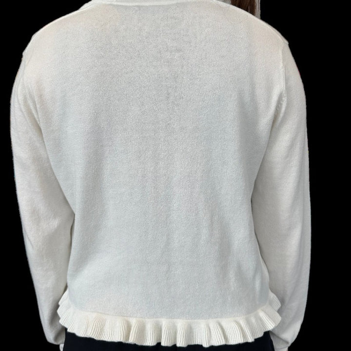 Alashan Cashmere Ruffle Edge Bolero Sweater - White