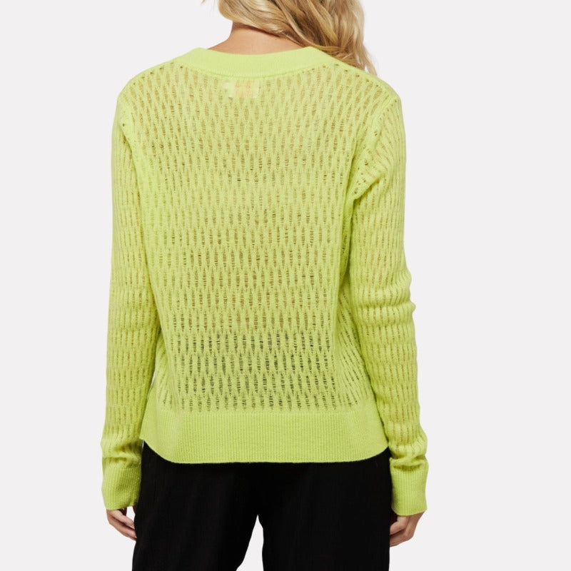 Brodie Leighton Ladder V-Neck Sweater - Acid Lime