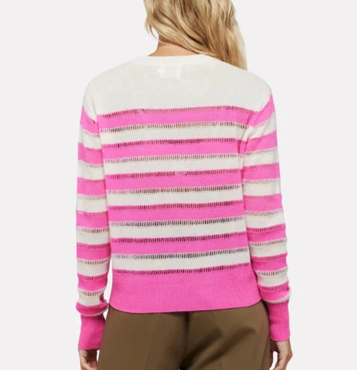 Brodie Leighton Ladder Crew Neck Sweater - Barbie Pink