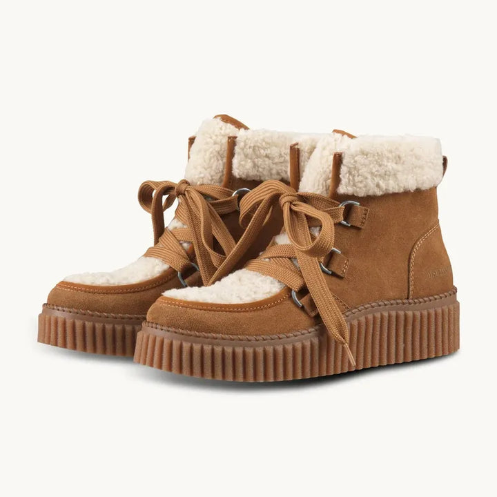 Ilse Jacobsen Suede/Lace Boots - Cashew Clay