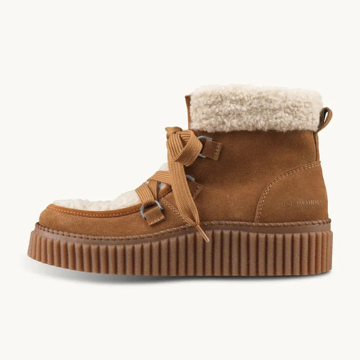 Ilse Jacobsen Suede/Lace Boots - Cashew Clay