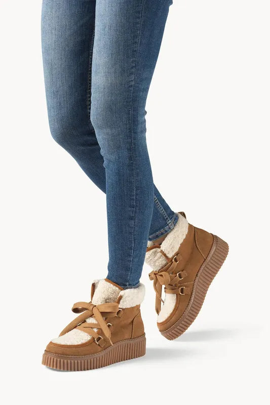 Ilse Jacobsen Suede/Lace Boots - Cashew Clay