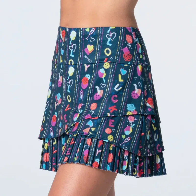 Lucky In Love P.S. I Love You Pickleball Skort - Navy