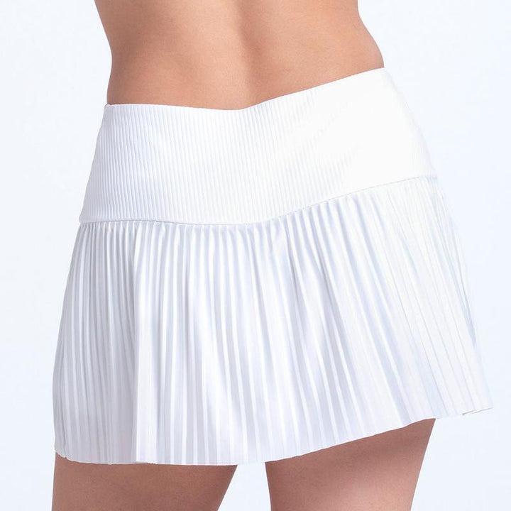 Lucky In Love Racer Rib Pleated Skort (14") - White