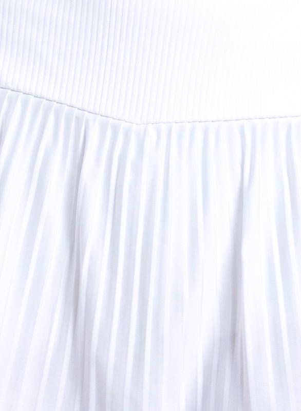 Lucky In Love Racer Rib Pleated Skort (14") - White