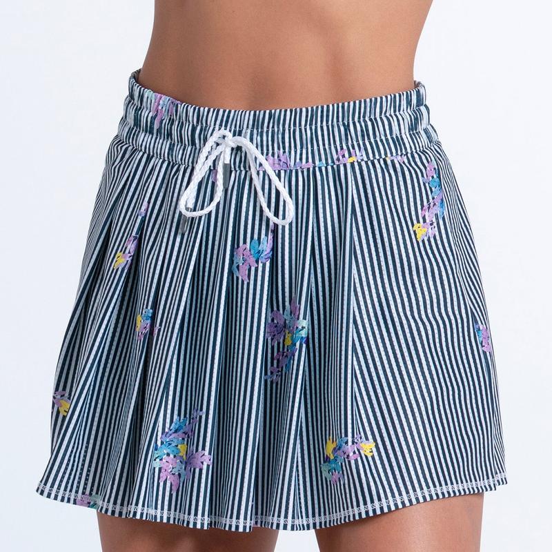 Lucky In Love Glow HI Waist Fleur De Match Skort - Navy/White