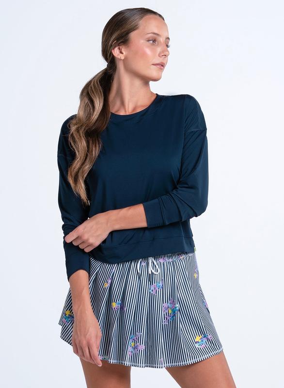 Lucky In Love Glow HI Waist Fleur De Match Skort - Navy/White