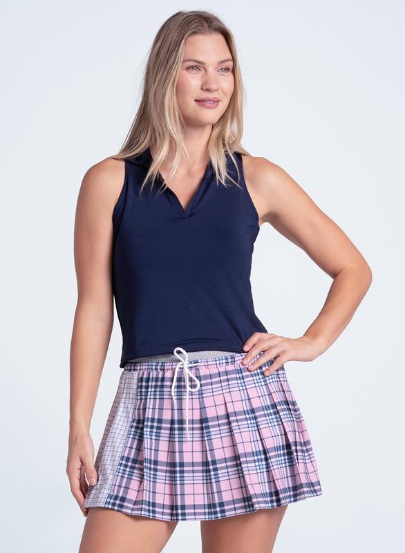 Lucky in Love High Waist Perfectly Plaid Skort - Pink/Navy