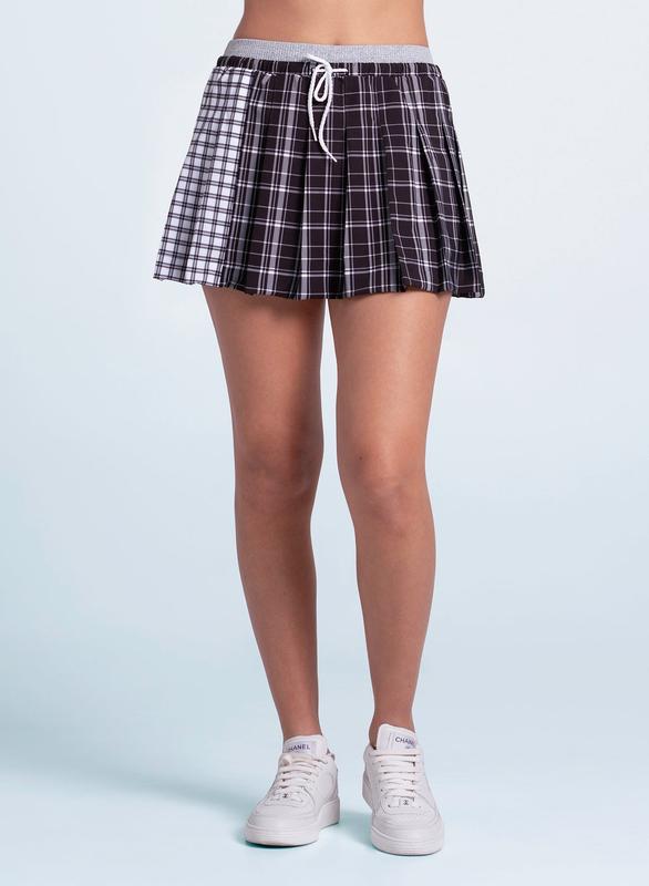 Lucky in Love High Waist Positively Plaid Skort - Black/White