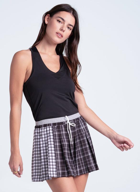 Lucky in Love High Waist Positively Plaid Skort - Black/White