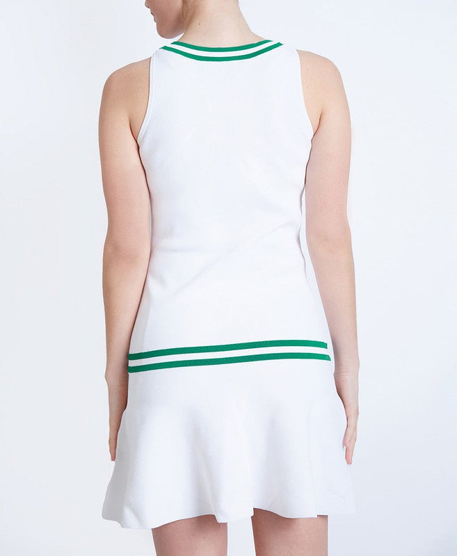 L'Etoile Drop Waist Knit Dress - White/Green