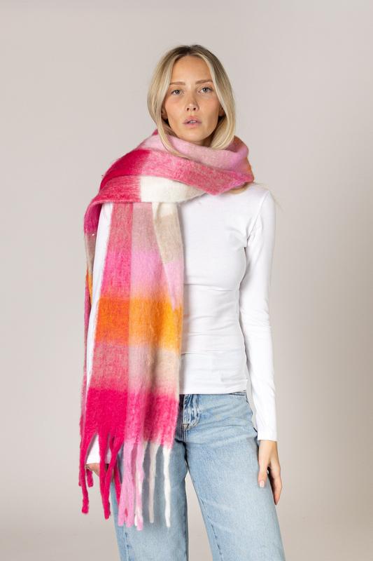 Lyla & Luxe Check Scarf - Pink