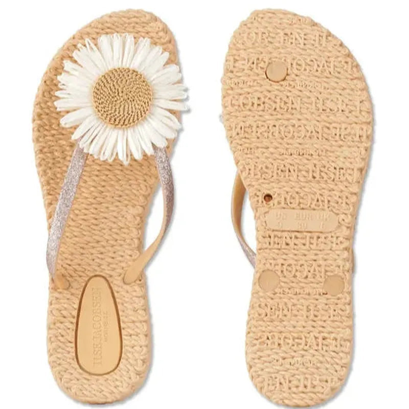 Ilse Jacobsen Women's Thong Flip Flop Sandals - Black/Natural