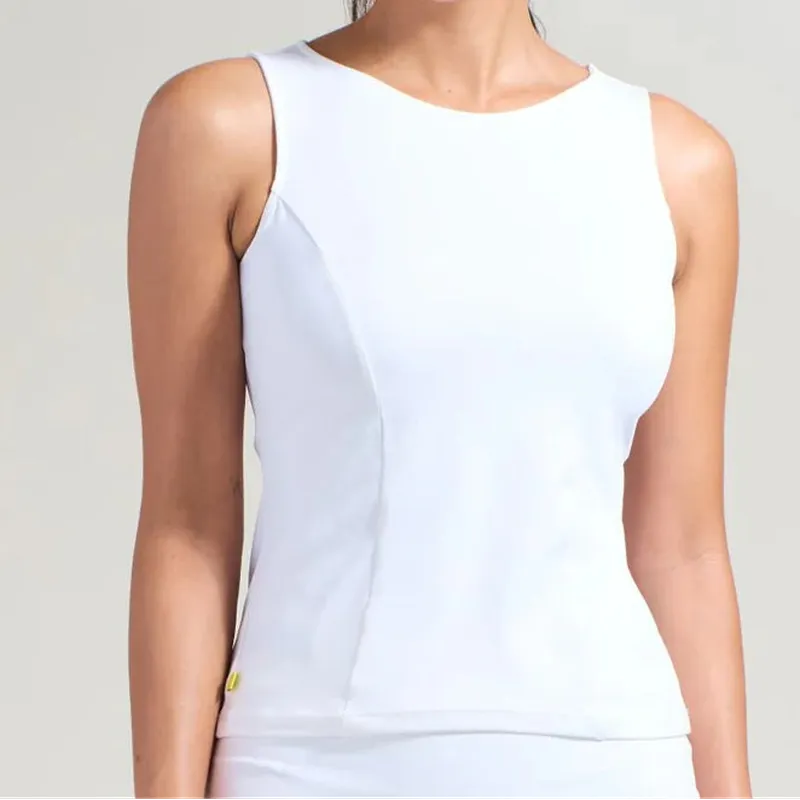 L'Oeuf Poche Court Split Mesh Back Top - White/Lucky Plaid