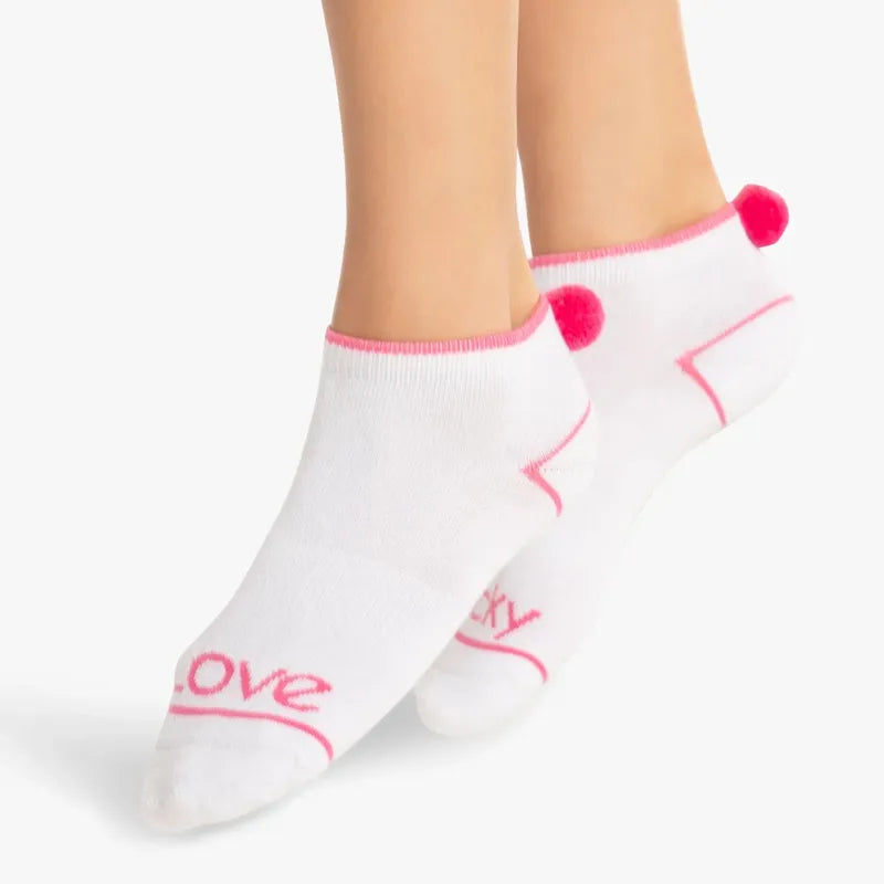 Lucky In Love Pom Socks (2pk) - Pink