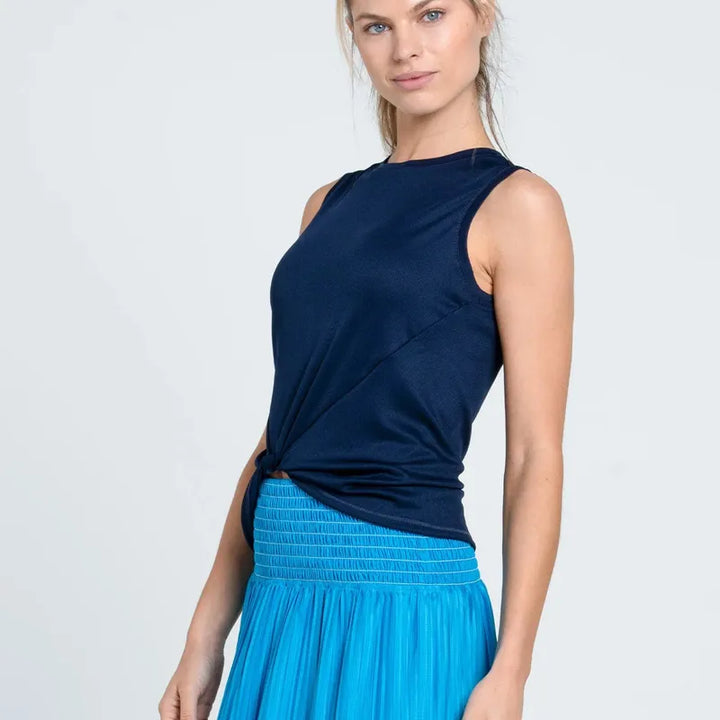 Lucky in Love Twist Front Tank - Navy