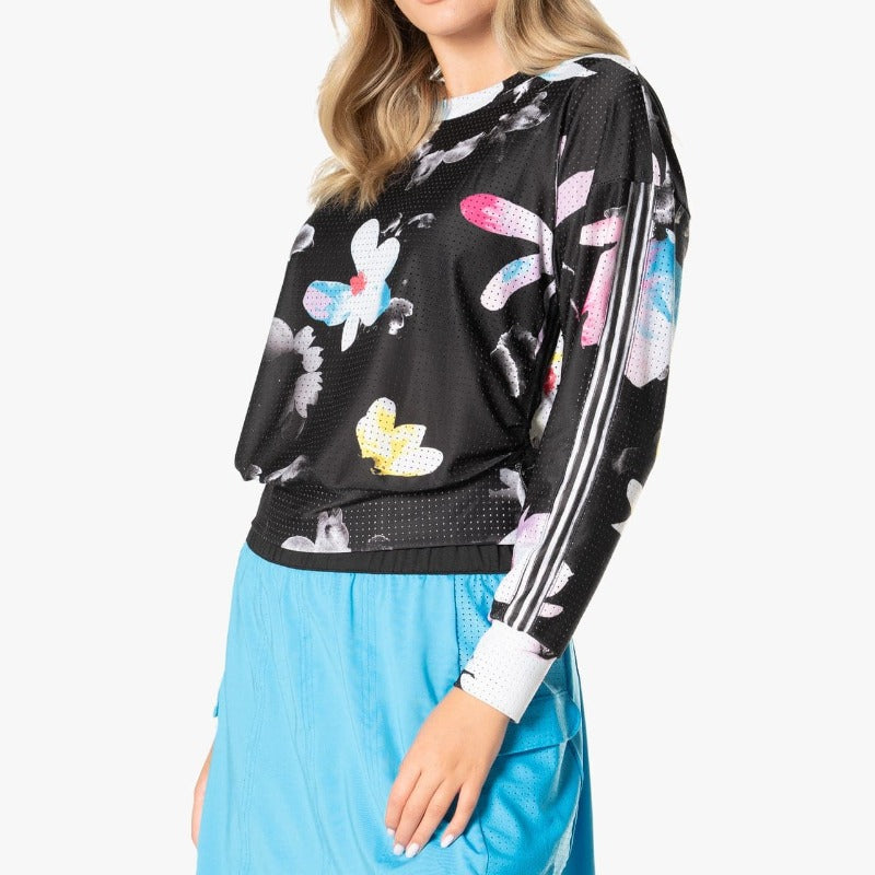 Lucky In Love Off Tropic L/S Pullover - Black Floral
