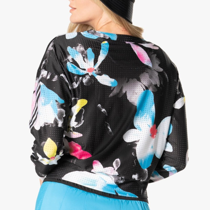 Lucky In Love Off Tropic L/S Pullover - Black Floral