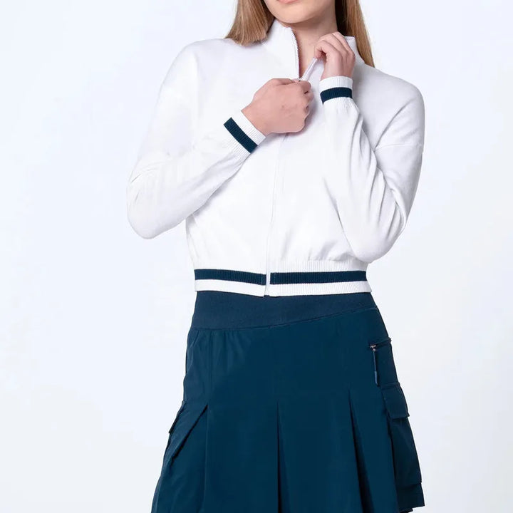 Lucky In Love Rally Cardigan - White/Navy