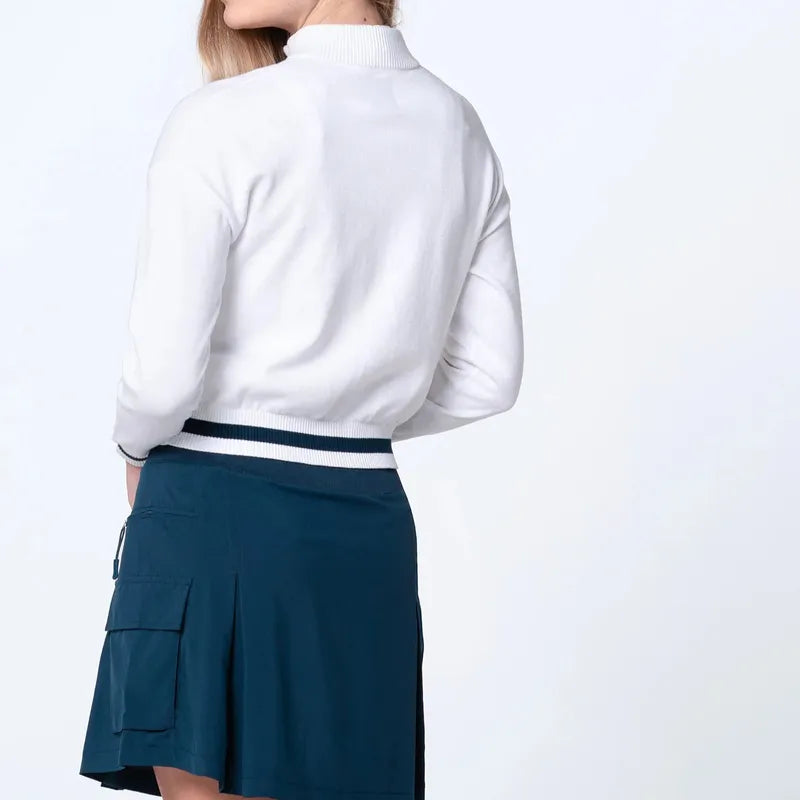 Lucky In Love Rally Cardigan - White/Navy