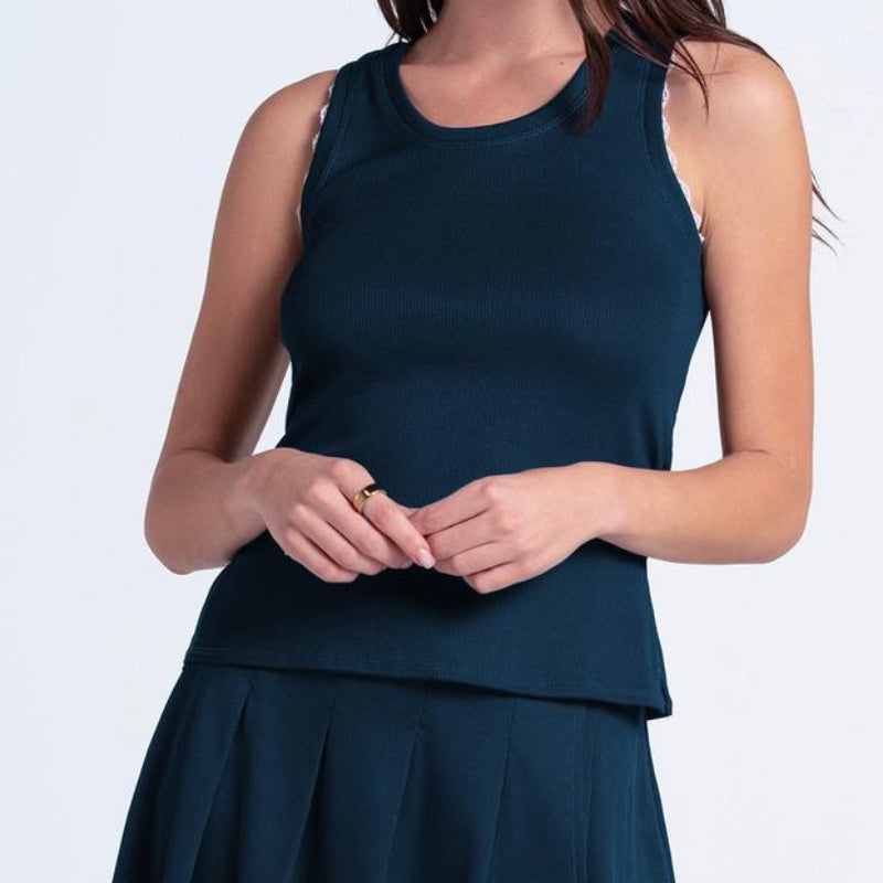 Lucky In Love Ace The Rib Tank - Navy