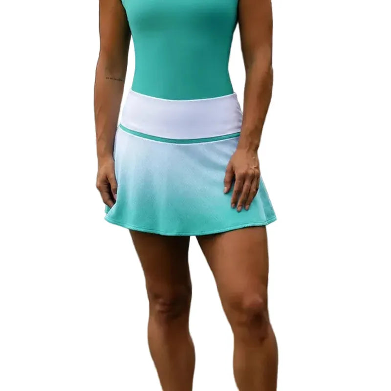 Sofibella Alpine Story Mesh Ombre Skort (14") - White/Green