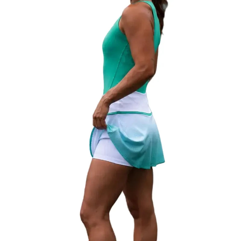 Sofibella Alpine Story Mesh Ombre Skort (14") - White/Green