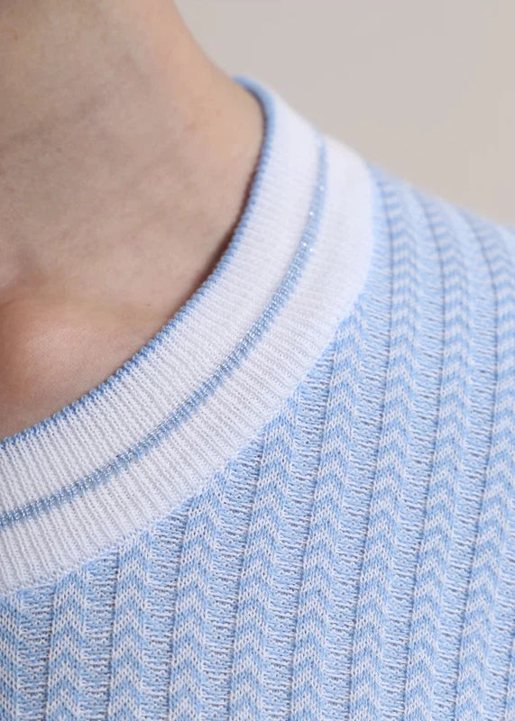 Chervò Nellie Cotton Crew Sweater - Blue/White